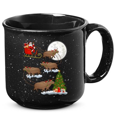 Funny Xmas Lighting Tree Santa Riding Capybara Christmas Gift 15oz Campfire Ceramic Mug