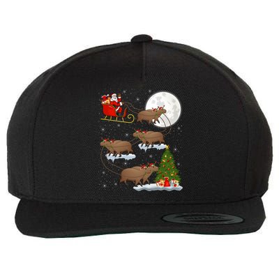 Funny Xmas Lighting Tree Santa Riding Capybara Christmas Gift Wool Snapback Cap