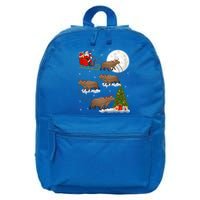 Funny Xmas Lighting Tree Santa Riding Capybara Christmas Gift 16 in Basic Backpack