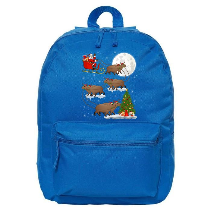 Funny Xmas Lighting Tree Santa Riding Capybara Christmas Gift 16 in Basic Backpack