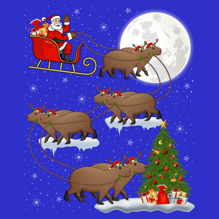 Funny Xmas Lighting Tree Santa Riding Capybara Christmas Gift 16 in Basic Backpack
