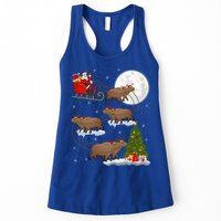 Funny Xmas Lighting Tree Santa Riding Capybara Christmas Gift Womens Tank Top