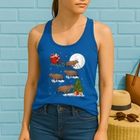 Funny Xmas Lighting Tree Santa Riding Capybara Christmas Gift Womens Tank Top