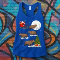 Funny Xmas Lighting Tree Santa Riding Capybara Christmas Gift Womens Tank Top