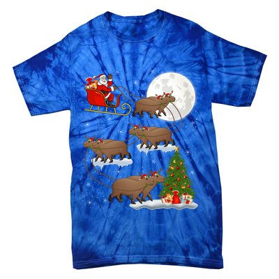 Funny Xmas Lighting Tree Santa Riding Capybara Christmas Gift Tie-Dye T-Shirt