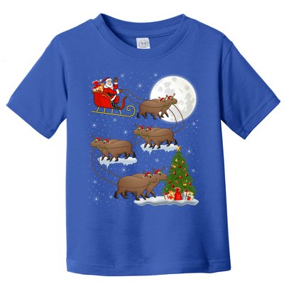 Funny Xmas Lighting Tree Santa Riding Capybara Christmas Gift Toddler T-Shirt