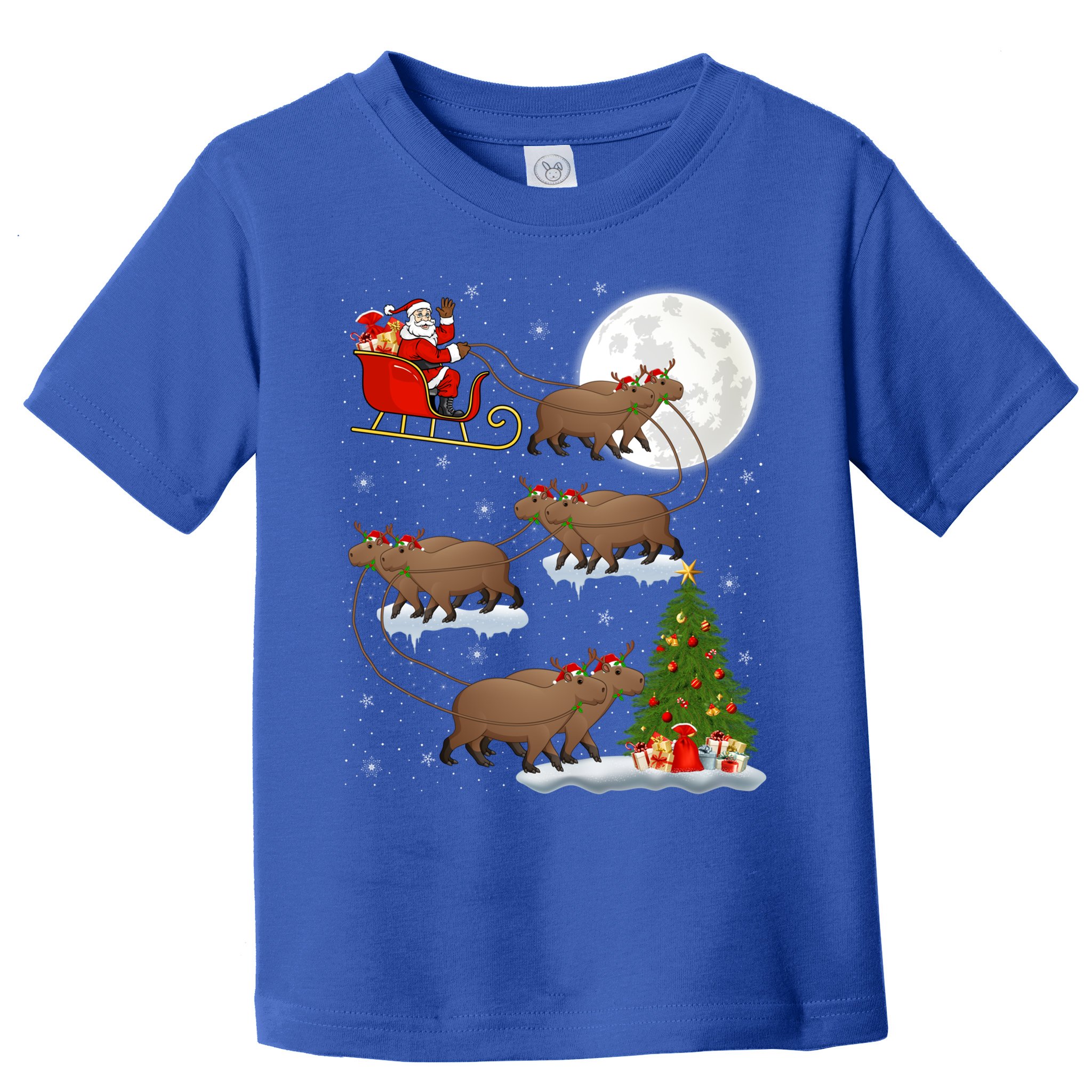 Funny Xmas Lighting Tree Santa Riding Capybara Christmas Gift Toddler T-Shirt