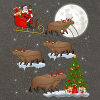 Funny Xmas Lighting Tree Santa Riding Capybara Christmas Gift Cotton Canvas Backpack