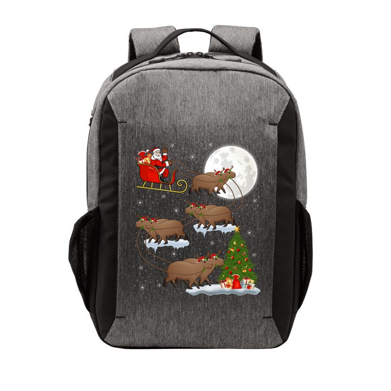 Funny Xmas Lighting Tree Santa Riding Capybara Christmas Gift Vector Backpack
