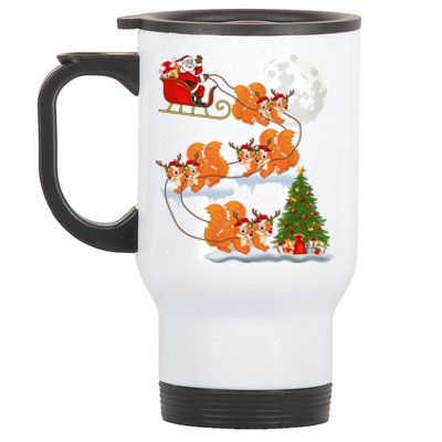 Funny Xmas Lighting Tree Santa Riding Squirrel Christmas Gift Stainless Steel Travel Mug