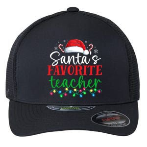 Funny Xmas Lighting SantaS Favorite Teacher Christmas Gift Flexfit Unipanel Trucker Cap