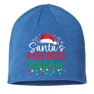 Funny Xmas Lighting SantaS Favorite Teacher Christmas Gift Sustainable Beanie