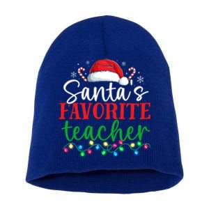 Funny Xmas Lighting SantaS Favorite Teacher Christmas Gift Short Acrylic Beanie