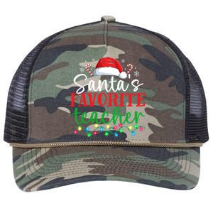 Funny Xmas Lighting SantaS Favorite Teacher Christmas Gift Retro Rope Trucker Hat Cap