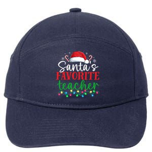 Funny Xmas Lighting SantaS Favorite Teacher Christmas Gift 7-Panel Snapback Hat