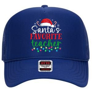 Funny Xmas Lighting SantaS Favorite Teacher Christmas Gift High Crown Mesh Back Trucker Hat