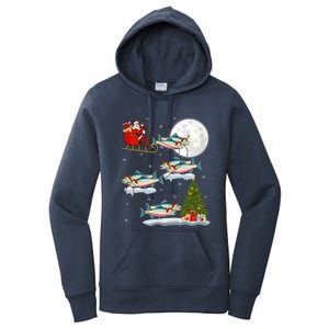 Funny Xmas Lighting Tree Santa Riding Salmon Fish Christmas Women's Pullover Hoodie