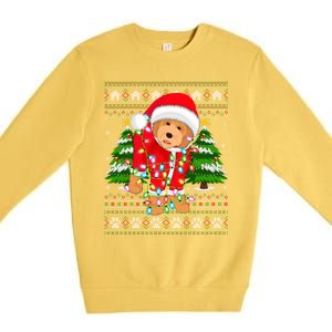 Funny Xmas Lighting Ugly Santa Goldendoodle Christmas Great Gift Premium Crewneck Sweatshirt