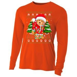 Funny Xmas Lighting Ugly Santa Goldendoodle Christmas Great Gift Cooling Performance Long Sleeve Crew