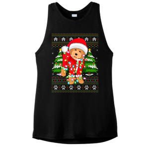 Funny Xmas Lighting Ugly Santa Goldendoodle Christmas Great Gift Ladies PosiCharge Tri-Blend Wicking Tank