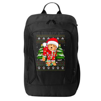 Funny Xmas Lighting Ugly Santa Goldendoodle Christmas Great Gift City Backpack