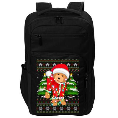 Funny Xmas Lighting Ugly Santa Goldendoodle Christmas Great Gift Impact Tech Backpack