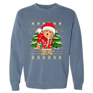 Funny Xmas Lighting Ugly Santa Goldendoodle Christmas Great Gift Garment-Dyed Sweatshirt