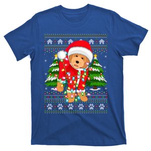 Funny Xmas Lighting Ugly Santa Goldendoodle Christmas Great Gift T-Shirt