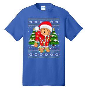 Funny Xmas Lighting Ugly Santa Goldendoodle Christmas Great Gift Tall T-Shirt