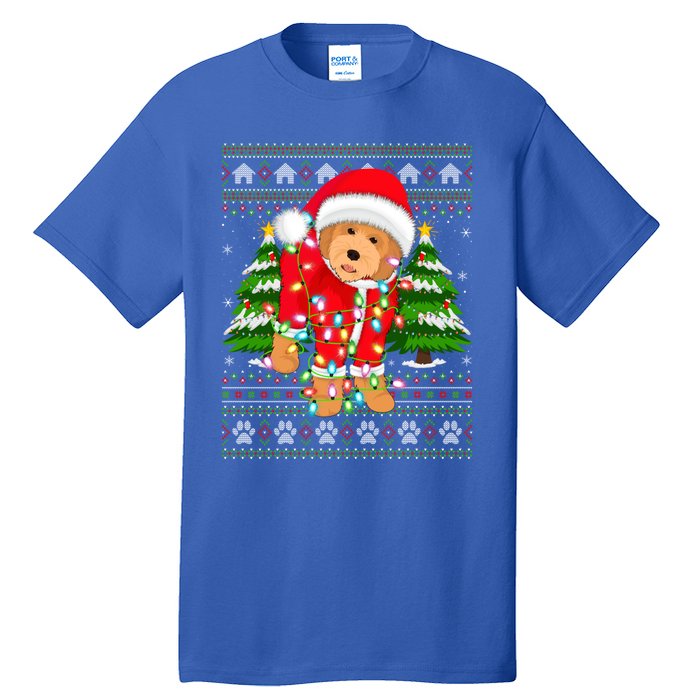 Funny Xmas Lighting Ugly Santa Goldendoodle Christmas Great Gift Tall T-Shirt