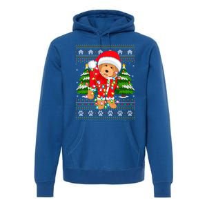 Funny Xmas Lighting Ugly Santa Goldendoodle Christmas Great Gift Premium Hoodie