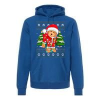 Funny Xmas Lighting Ugly Santa Goldendoodle Christmas Great Gift Premium Hoodie