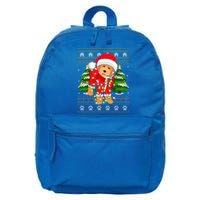 Funny Xmas Lighting Ugly Santa Goldendoodle Christmas Great Gift 16 in Basic Backpack