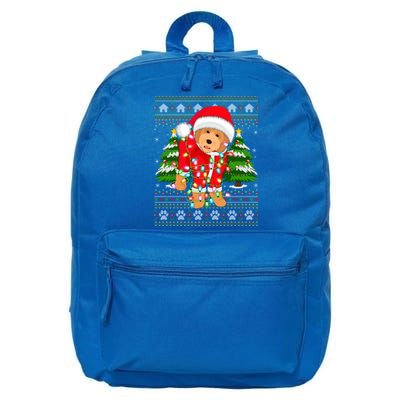 Funny Xmas Lighting Ugly Santa Goldendoodle Christmas Great Gift 16 in Basic Backpack