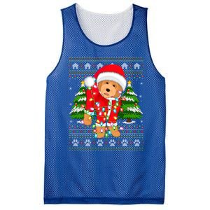 Funny Xmas Lighting Ugly Santa Goldendoodle Christmas Great Gift Mesh Reversible Basketball Jersey Tank