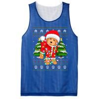 Funny Xmas Lighting Ugly Santa Goldendoodle Christmas Great Gift Mesh Reversible Basketball Jersey Tank