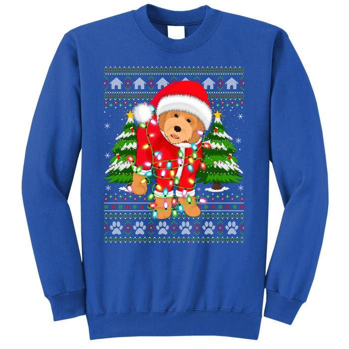 Funny Xmas Lighting Ugly Santa Goldendoodle Christmas Great Gift Tall Sweatshirt