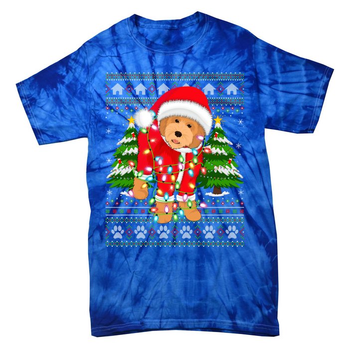 Funny Xmas Lighting Ugly Santa Goldendoodle Christmas Great Gift Tie-Dye T-Shirt