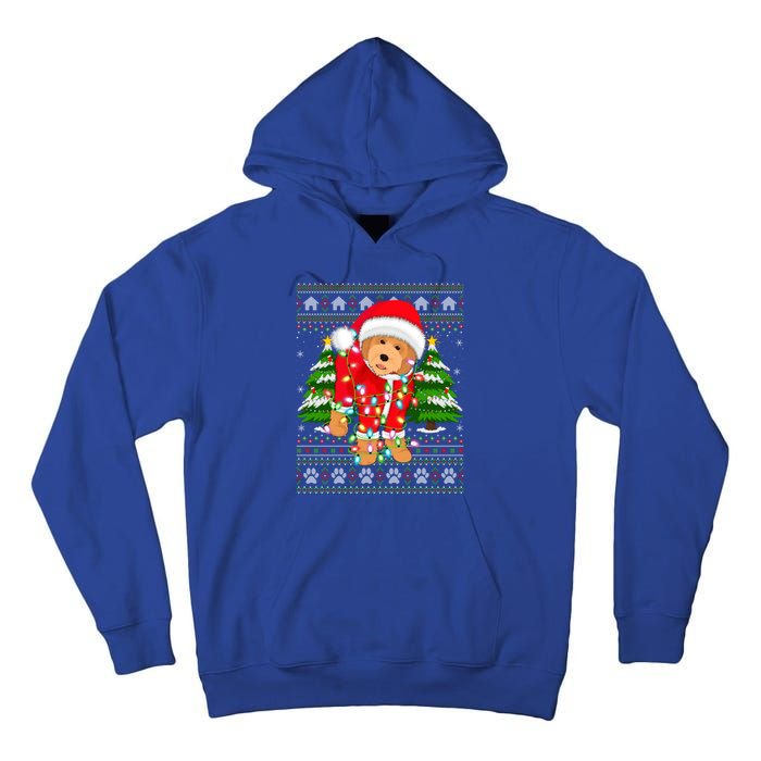 Funny Xmas Lighting Ugly Santa Goldendoodle Christmas Great Gift Tall Hoodie