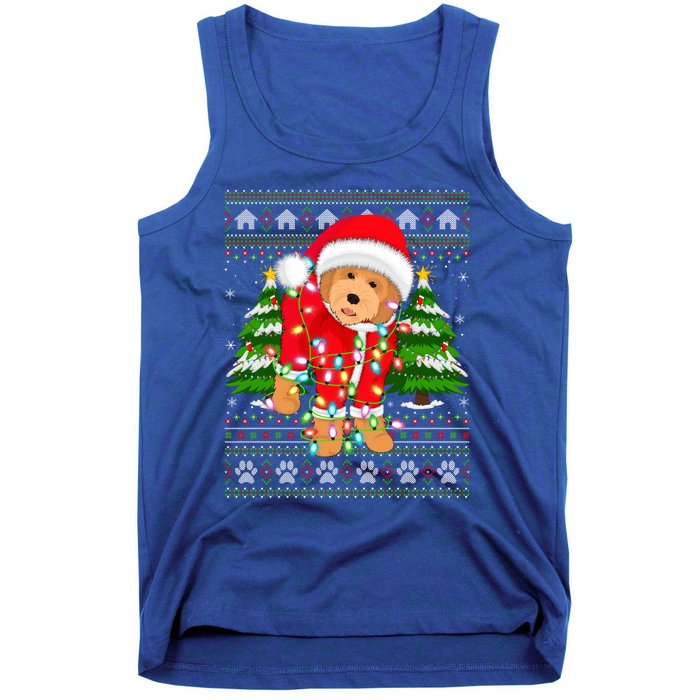 Funny Xmas Lighting Ugly Santa Goldendoodle Christmas Great Gift Tank Top