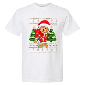 Funny Xmas Lighting Ugly Santa Goldendoodle Christmas Great Gift Garment-Dyed Heavyweight T-Shirt