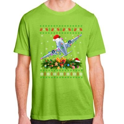 Funny Xmas Lighting Tree Santa Ugly Airplane Christmas Cute Gift Adult ChromaSoft Performance T-Shirt