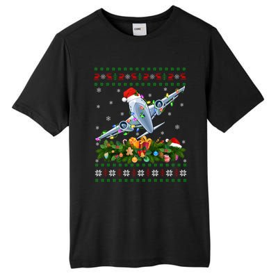 Funny Xmas Lighting Tree Santa Ugly Airplane Christmas Cute Gift Tall Fusion ChromaSoft Performance T-Shirt