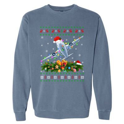 Funny Xmas Lighting Tree Santa Ugly Airplane Christmas Cute Gift Garment-Dyed Sweatshirt