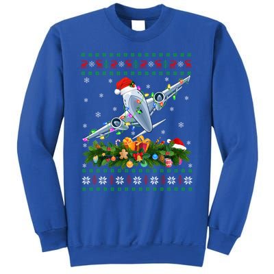 Funny Xmas Lighting Tree Santa Ugly Airplane Christmas Cute Gift Sweatshirt