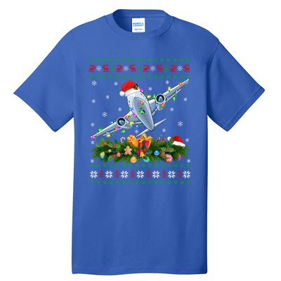 Funny Xmas Lighting Tree Santa Ugly Airplane Christmas Cute Gift Tall T-Shirt