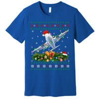 Funny Xmas Lighting Tree Santa Ugly Airplane Christmas Cute Gift Premium T-Shirt