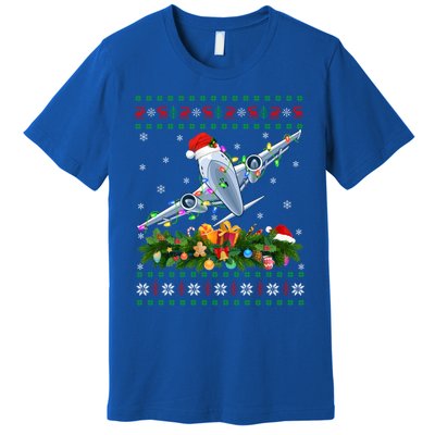 Funny Xmas Lighting Tree Santa Ugly Airplane Christmas Cute Gift Premium T-Shirt