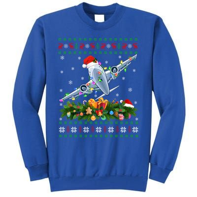 Funny Xmas Lighting Tree Santa Ugly Airplane Christmas Cute Gift Tall Sweatshirt