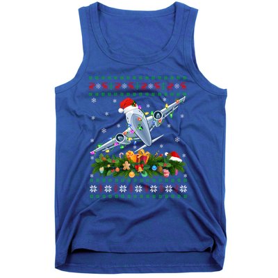 Funny Xmas Lighting Tree Santa Ugly Airplane Christmas Cute Gift Tank Top